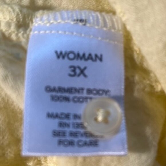 Westport Plus Size Butter Yellow Long Sleeve Button Up Shirt- Size 3X - Picture 10 of 11